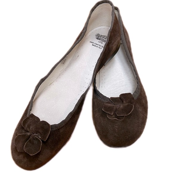 Calzoleria Tuscana Handcrafted Brown Leather Ballet Flat w/ Rosettes Size 8 - Picture 9 of 11